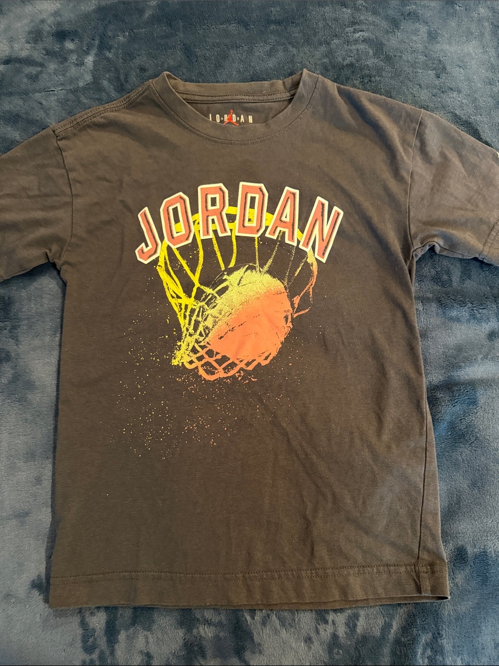Jordan Black Tee with Neon Basketball Graphic